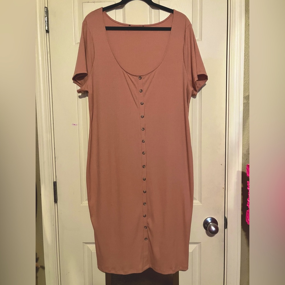Plus Size Forever21 Mauve Body-con Stretch Midi Dress Short Sleeves 3X 4X